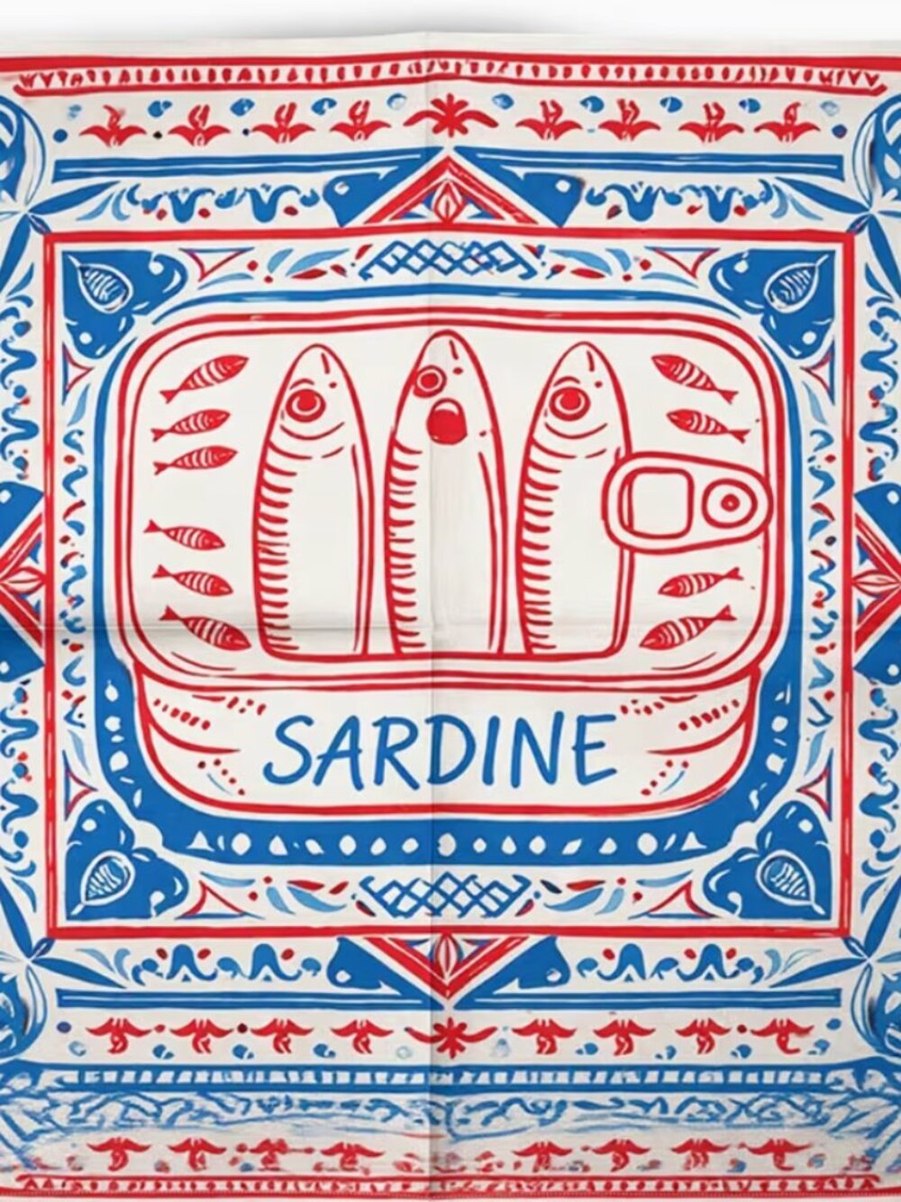 Sardine Can Print Costal Scarf NEW